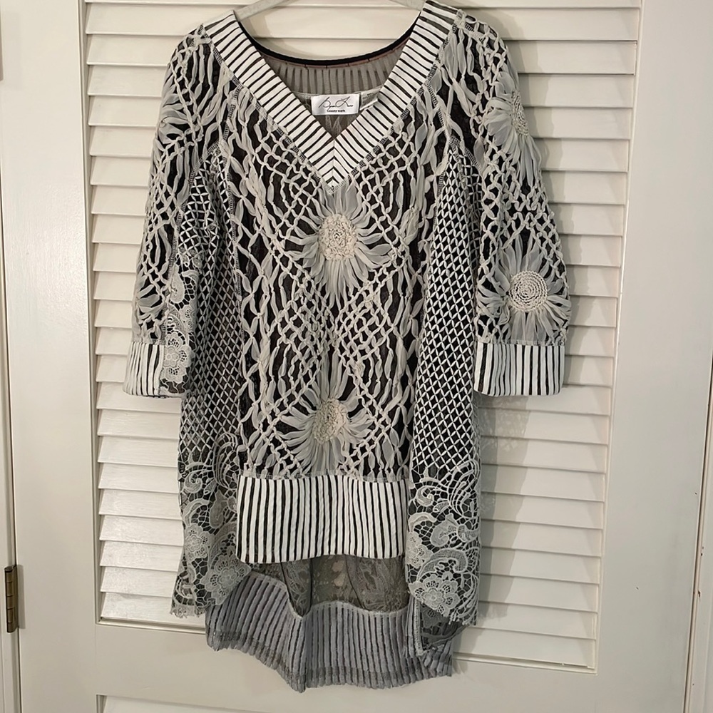 Byron Lars Beauty Mark Netted Floral Design High Lo Top